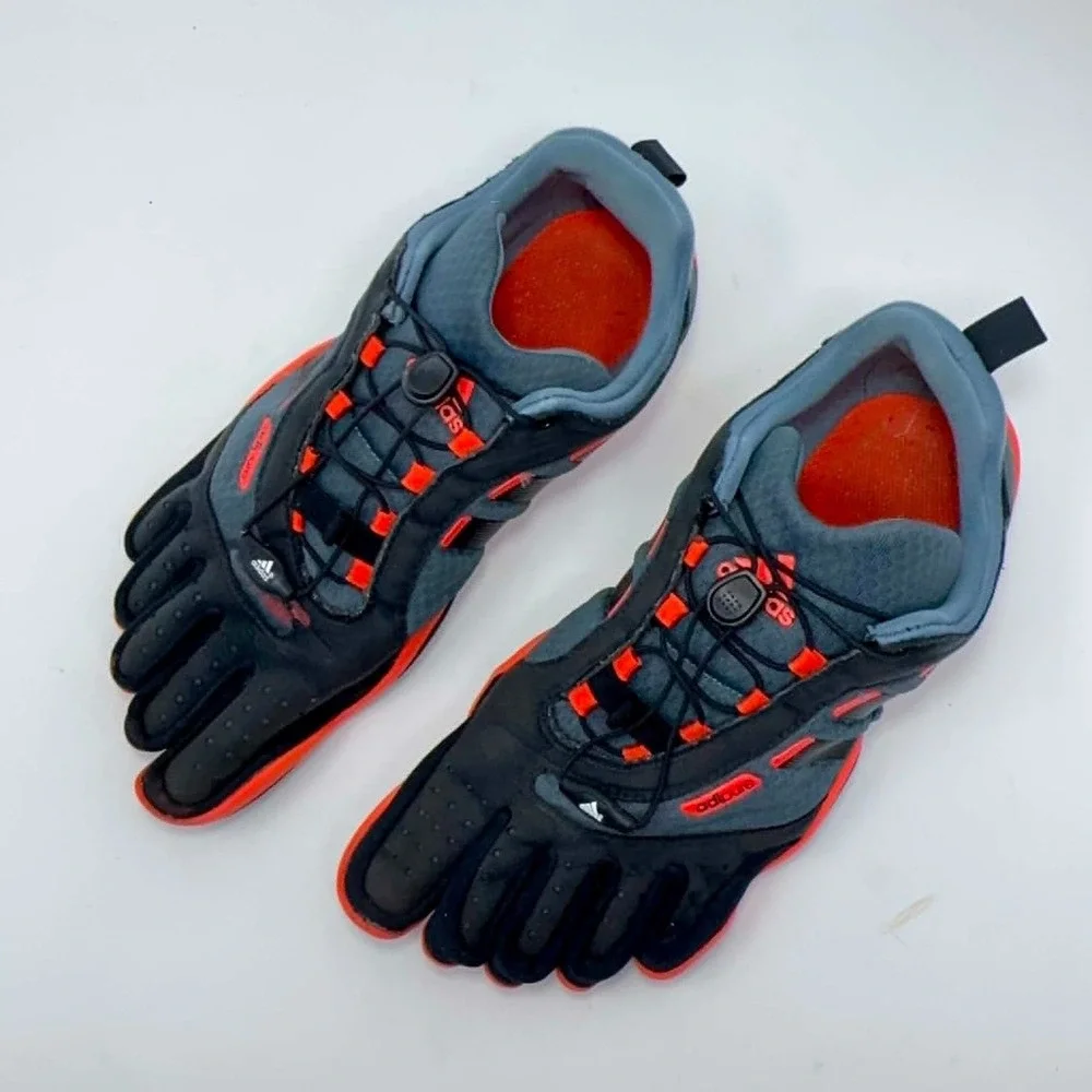 Adidas Adipure Trainer FiveFingers Shoes Mens 9 Black Gray Red Toe Running